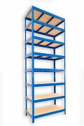 Metallregal mit Holzböden 50 x 90 x 270 cm - 8 Fachböden x 275kg, blau